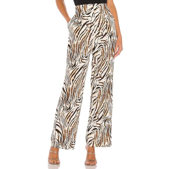 Revolve L'ACADEMIE The Dinnie Linen Blend Wide Leg Pant in Tiger Print Size S - Picture 2 of 11
